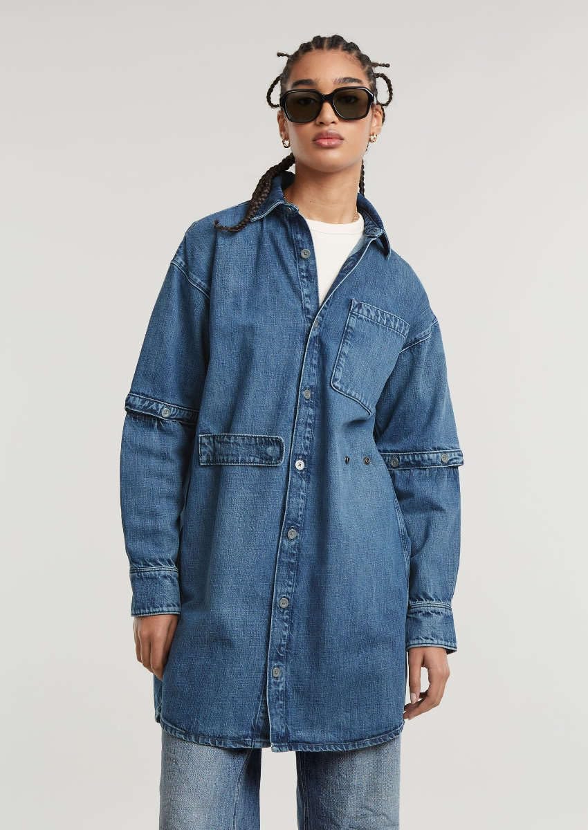 G-STAR Para Mujer Modular Shirt Dress, Azul (Faded Everglade D25349-D301-G357), L