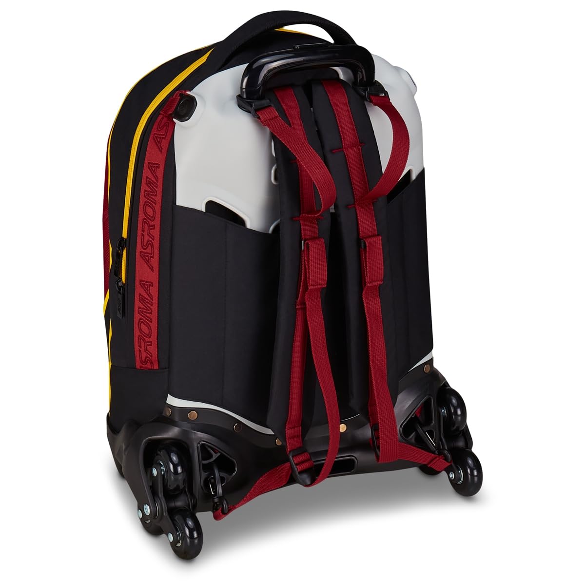Seven AS Roma - Trolley escolar Jack de 3 ruedas, color negro, mochila con carro desmontable de 33 litros, para escuela primaria y secundaria, para niño, fútbol, Negro, Talla única, Casual