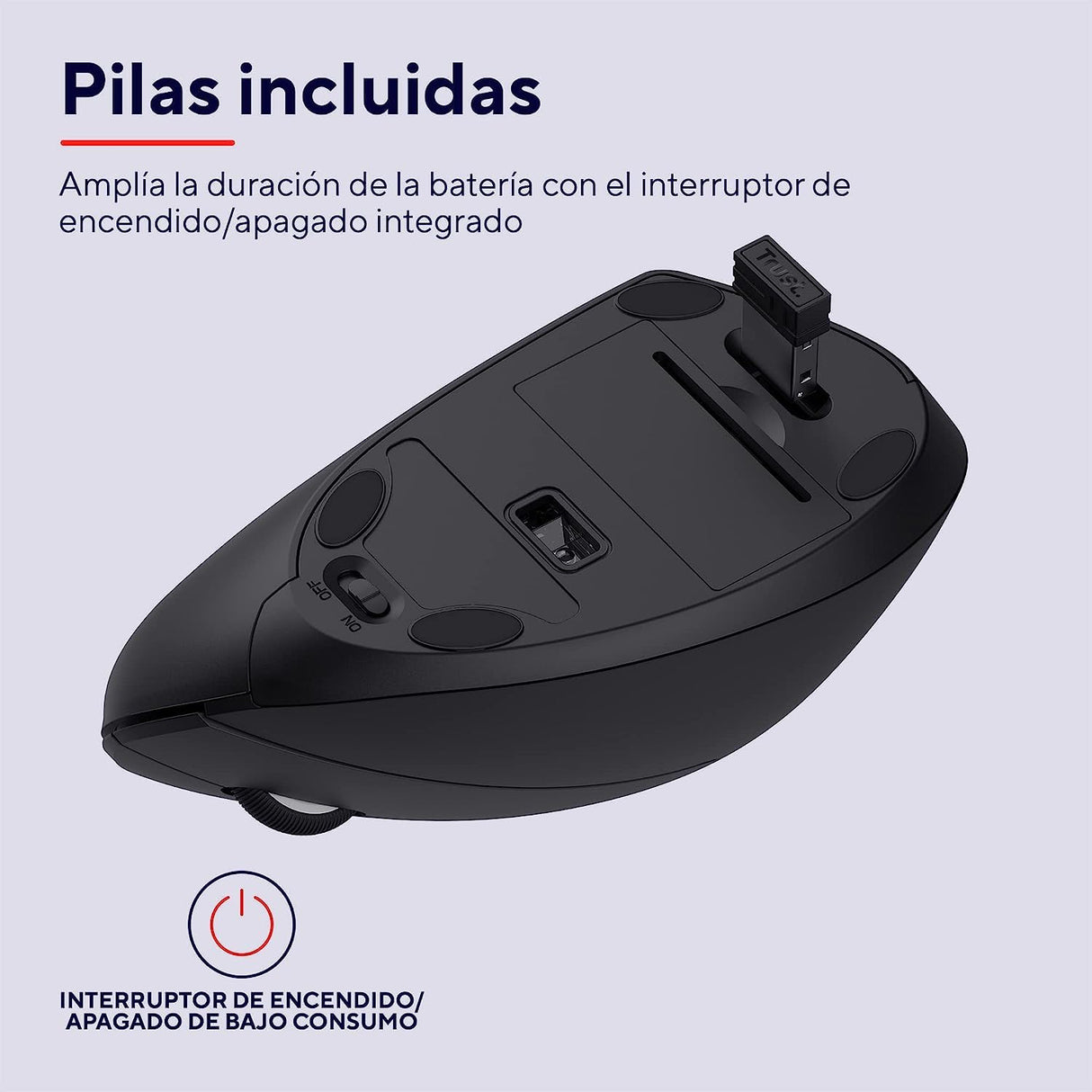 Trust Verto 60 Pack - 60x Ratón Vertical Inalámbrico, Ratón Ergonómico, 800/1200/1600 dpi, 2.4GHz, Microrreceptor USB, para PC, Ordenador, Laptop, Desktop, Mac, Pilas Incluidas - Negro