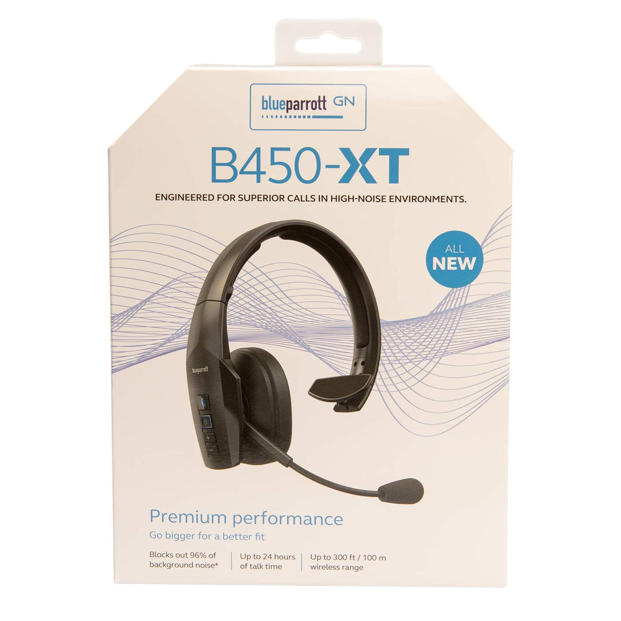 Jabra BlueParrott Nuevo B450-XT – Auricular Bluetooth Monoaural Over-Ear – Cancelación de Ruido al 96% – Control de Voz para Viajes en Carretera y Entornos de Alto Ruido – Negro