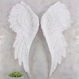 Jones Home & Gift Encantadoras alas de ángel blancas con purpurina, 54 cm x 21,5 cm (1 par), diseño auténtico, material duradero, perfecto para el hogar y la oficina