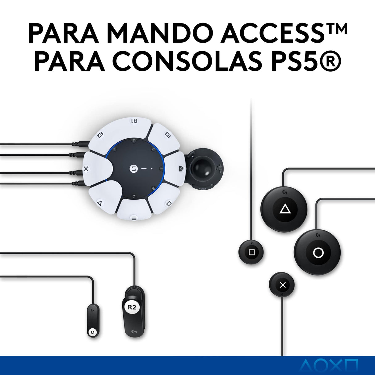 Logitech G Adaptive Gaming Kit For Access Controller, controles personalizables de alto rendimiento diseñados para mando Access para consolas PS5, 8 botones y disparadores - Negro