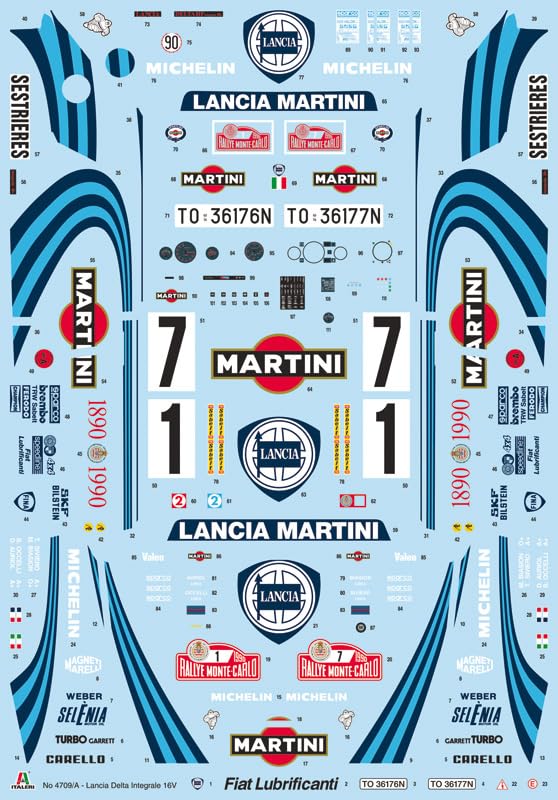 ITALERI -4709 Lancia Delta HF integral 16 V, escala 1:12, Rally Montecarlo 1990, modelo de plástico para montar, multicolor, 4709