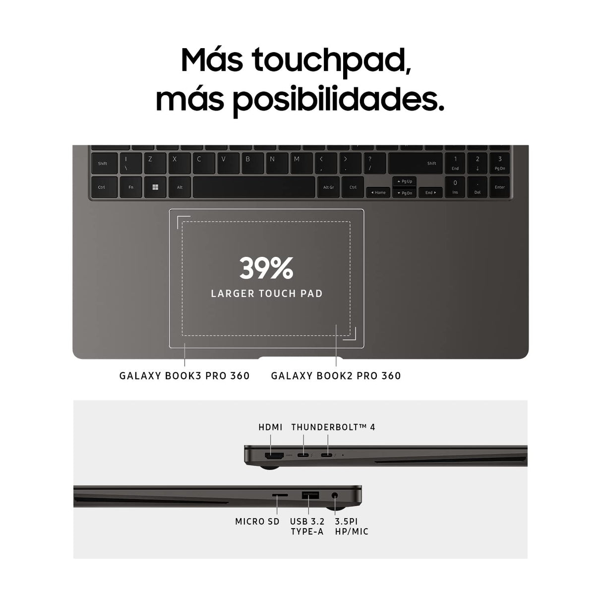 SAMSUNG Galaxy Book3 Pro 360 - Portátil convertible 16" WQXGA+ (Intel Core i7-1360P, 16GB RAM, 512GB SSD, Intel Iris Xe, Windows 11) Grafito - Teclado QWERTY español