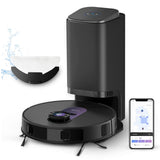 Obode A8+ Robot Aspirador y Fregasuelos con Vaciado Automático de Polvo,3D Obstacle Avoidance Navegación LiDAR,Aspirador Robot 4000Pa,180min Batería,para Pelo de Mascotas y Suelos Duro,WiFi/App/Alexa