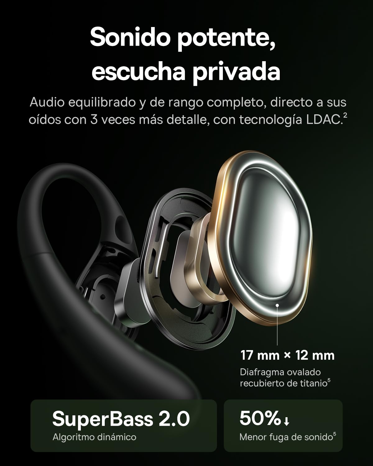 Baseus Eli Sport2 - Auriculares Abiertos para Deportes con Curva de Confort en S, Tiempo de reproducción 45H, SuperBass 2.0, IPX7, Bluetooth 6.0, 4 micrófonos, Llamadas claras con Inteligencia