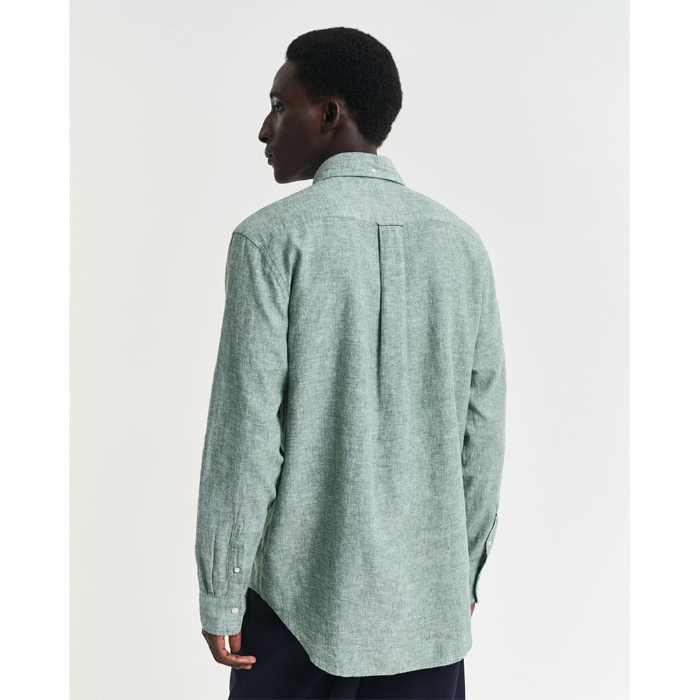 GANT Reg Cotton Linen Shirt Camisa, Verde leñoso, 4XL Hombres