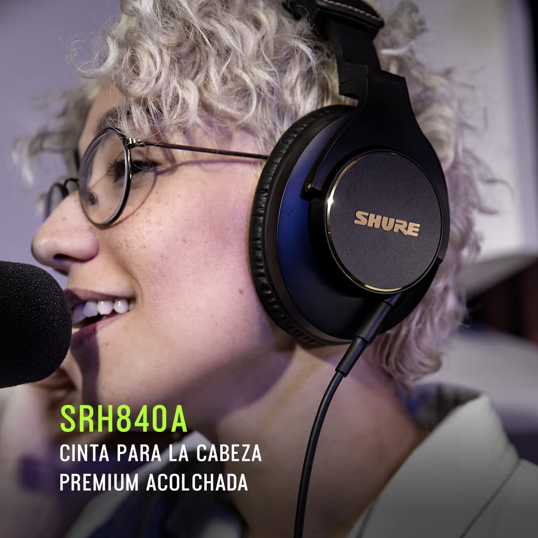 Shure SRH840A Auriculares con Cable de oído para Escuchar y monitoreo crítico, Profesionales, Sonido detallado, diseño Ajustable y Plegable