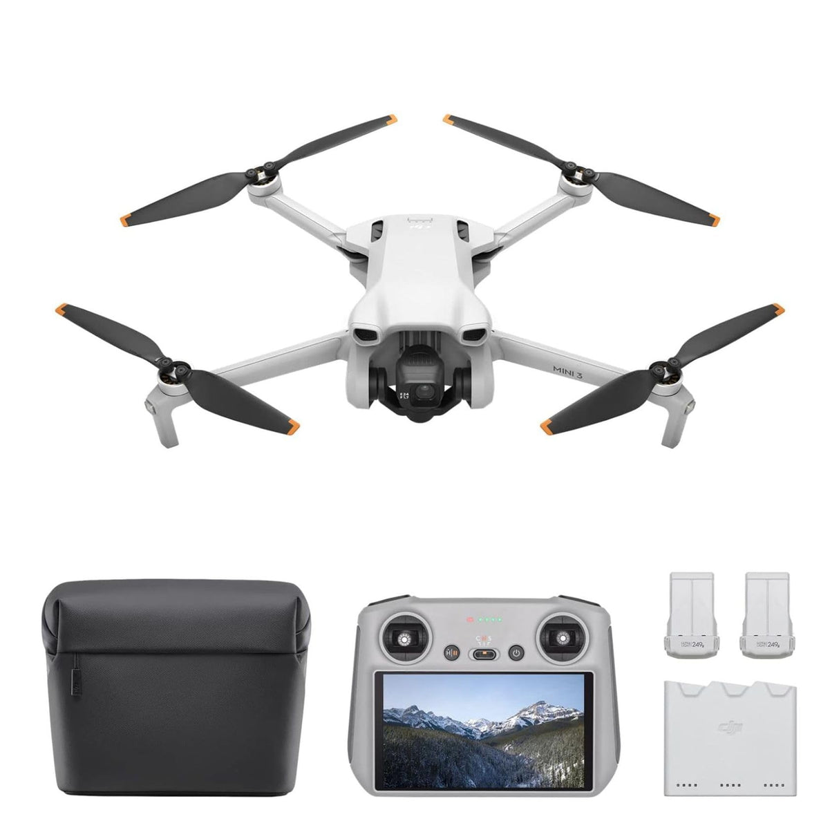DJI Pack Mini 3 Vuela Más (RC) – Dron Mini con cámara ligero y plegable con vídeo 4K HDR, 38 min de tiempo de vuelo, Grabación vertical y funciones inteligentes, Color Gris