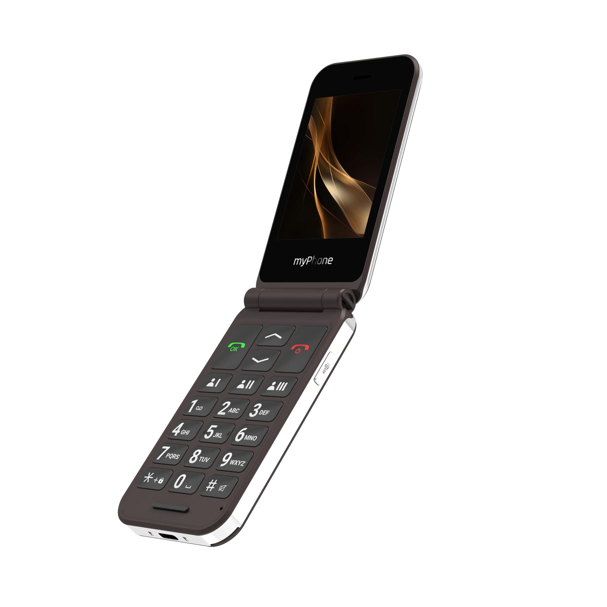 myPhone Harmony LTE Teléfono móvil de Tapa para Mayores sin Contrato, Botón SOS, Teclas Grandes, Pantalla 2,8"+ 1,44", Cámara 2 MP, Base de Carga, 4G, Batería 1300 mAh, Bluetooth – Praline Collection