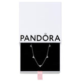 Pandora Timeless Collar con diseño de corazones de plata de ley con circonitas cúbicas transparentes