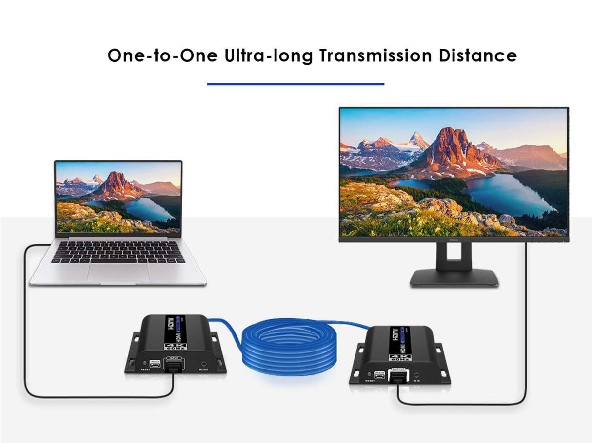 PremiumCord Extensor HDMI 4K hasta 120 m vía LAN, Over IP, Cat5/5E/6, UHD 4K 2160p 60Hz, Full HD 1080p, 4:4:4, HDMI 2.0, HDCP 2.2, Carcasa Robusta de Aluminio