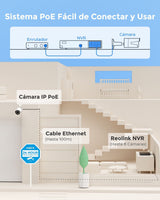Reolink Kit Cámaras de Seguridad 8CH 5MP H.265, 4 PoE IP Cámaras Exterior Impermeables IP67, Detección de Personas/vehículos, 30M Visión Nocturna, 2TB HDD NVR para Grabación Continua, RLK8-410B4-5MP