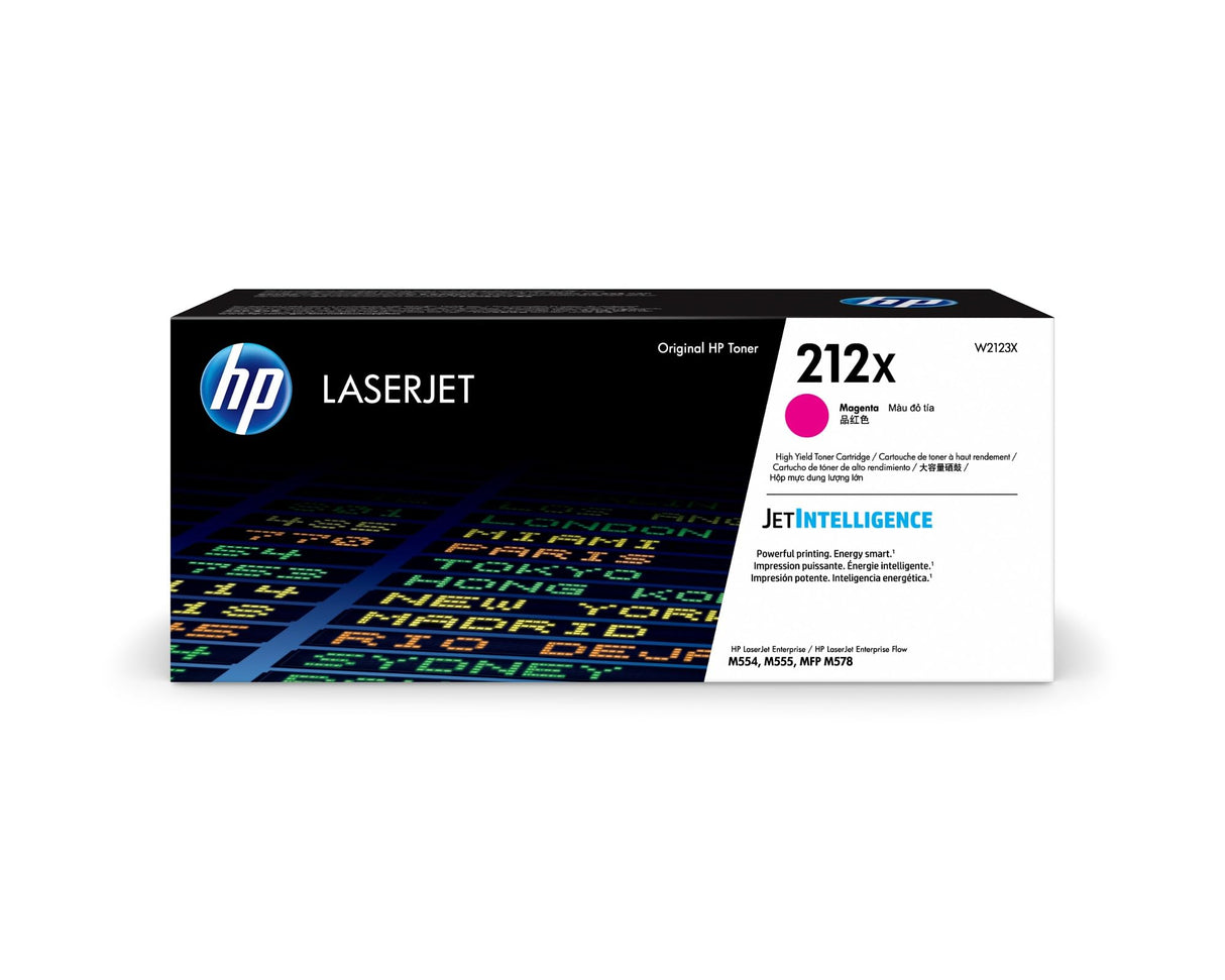 HP 212X W2123X, Magenta, Cartucho Tóner de Alta Capacidad Original, de 10.000 páginas, para impresoras HP Color LaserJet Enterprise serie M554, M555 y M578