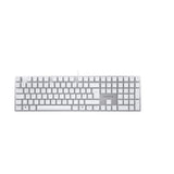 CHERRY KC 200 MX, Teclado Mecánico de Oficina con Placa de Metal Anodizado, Distribución de Teclado Alemán (QWERTZ), con Cable, Switches MX2A SILENT RED, Blanco/Plateado
