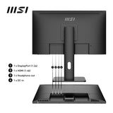 MSI Pro MP243XP Monitor de Oficina Full HD de 23,8'', Panel IPS 1920 x 1080, 100 Hz, Pantalla Agradable a la Vista, Montaje VESA, Altavoces Integrados, Soporte Kit de Pantalla, HDMI 1.4, DP 1.2a