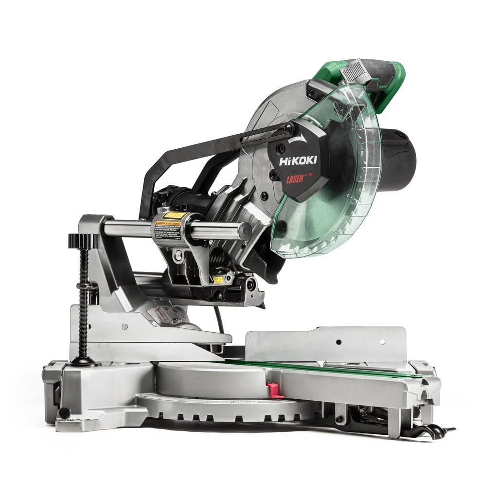 HiKOKI Sierra de Inglete y Corte - 1100 W, Ø216 mm - Guía Láser, Freno Eléctrico, Mesa Extensible, Bloqueo de Eje, Cortes Precisos, Compacta y Robusta - Cambio sin Herramientas