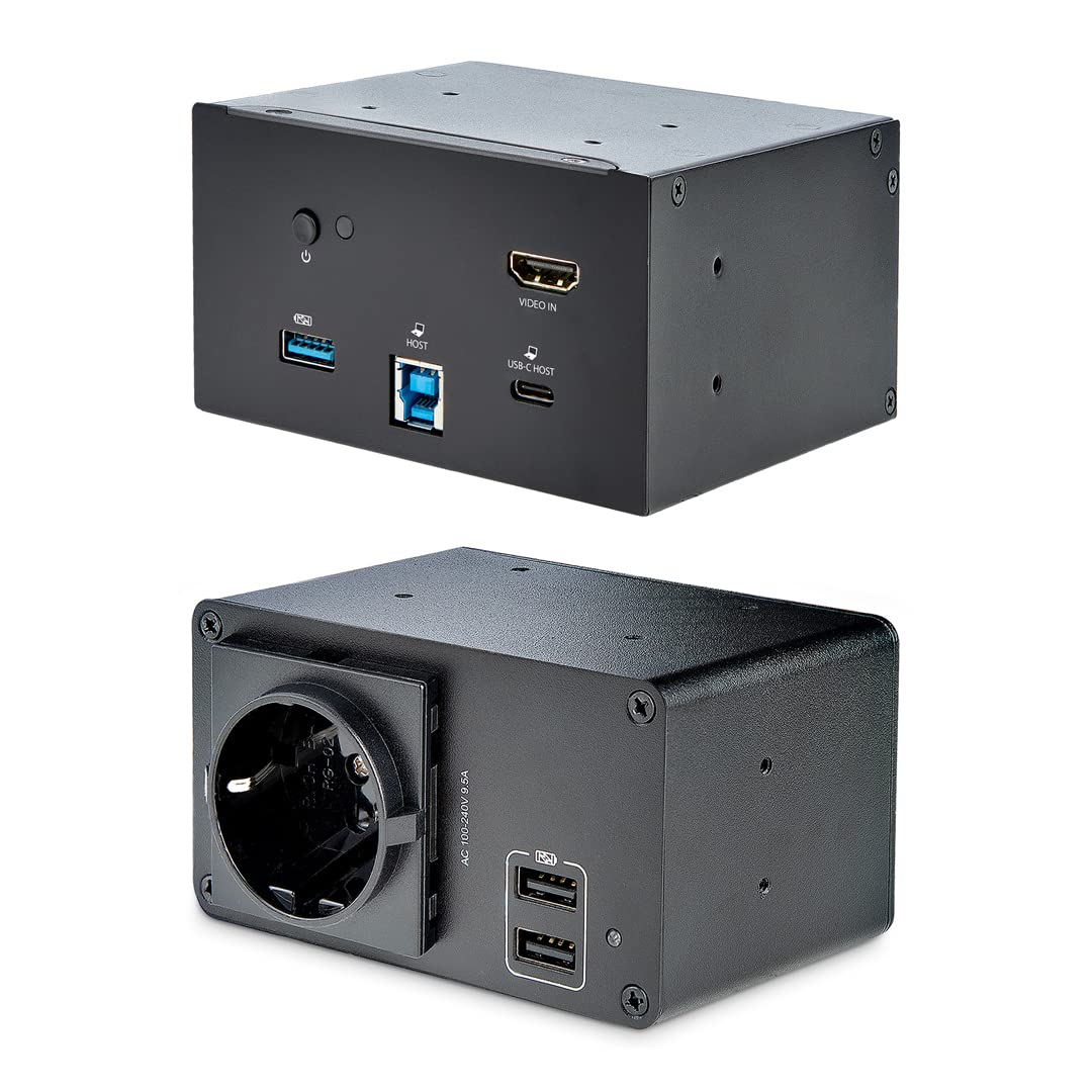 StarTech.com Caja de Conectividad para Mesa de Juntas - Módulo de Conexiones con Docking Station y Alimentación - HDMI PD (KITBXDOCKPEU)