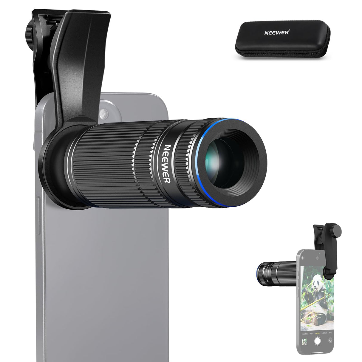 NEEWER 7X Lente Teleobjetivo con Clip Lente Teléfono Compatible con iPhone Samsung, 15 Elementos 12 Grupos 7X Aumento Lente Teléfono para Jaula Teléfono/Estuche/17mm Rosca Placa Trasera, LS-36 Pro