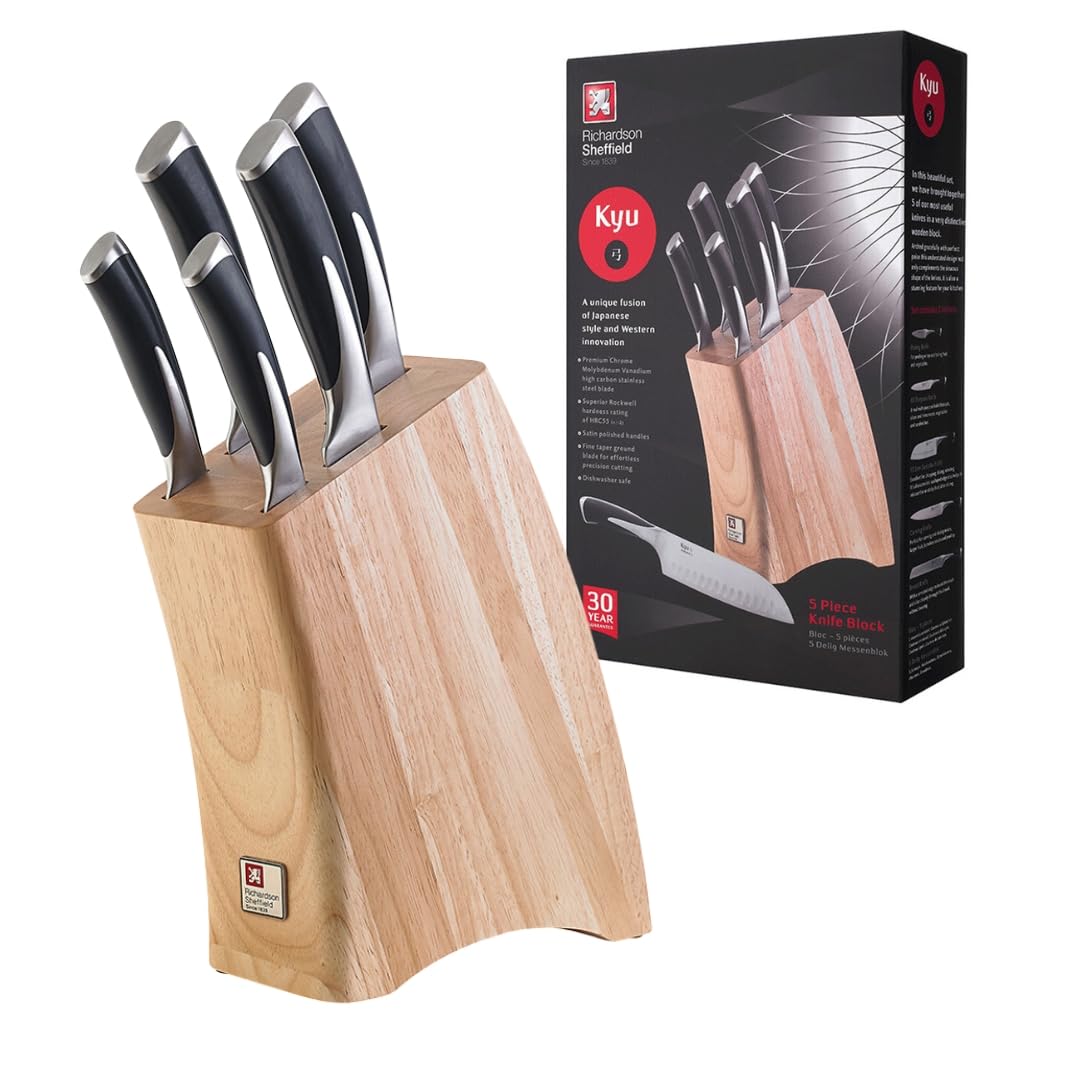 Amefa Stahlwaren GmbH 697001 KYU - Bloque de 5 Cuchillos (bambú, Acero Inoxidable)