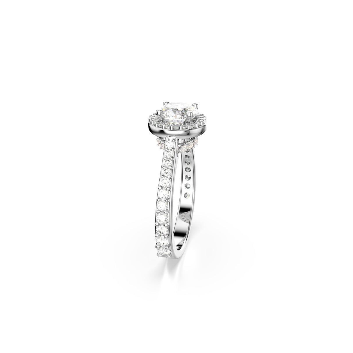 Swarovski Anillo Una Angelic, Talla redonda, Blanco, Acabado en tono plateado