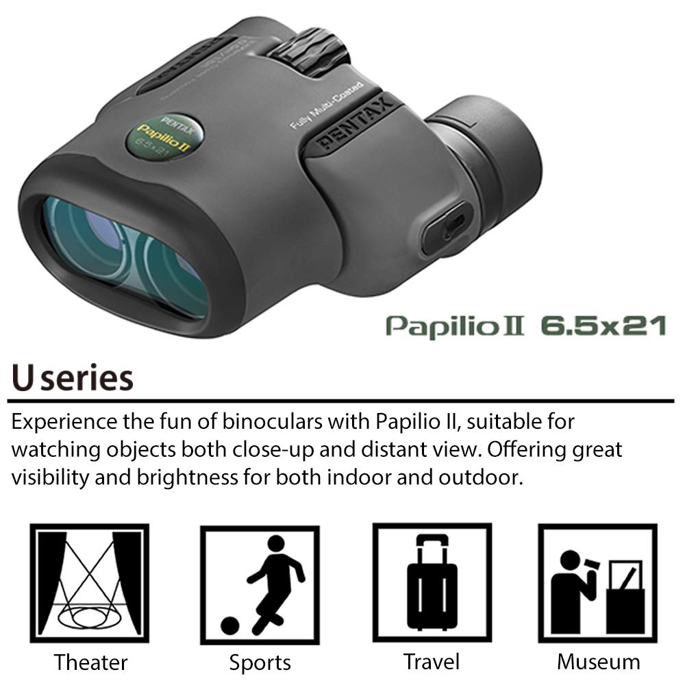 Pentax Papillo II – Prismáticos Up (con Funda, Color Negro