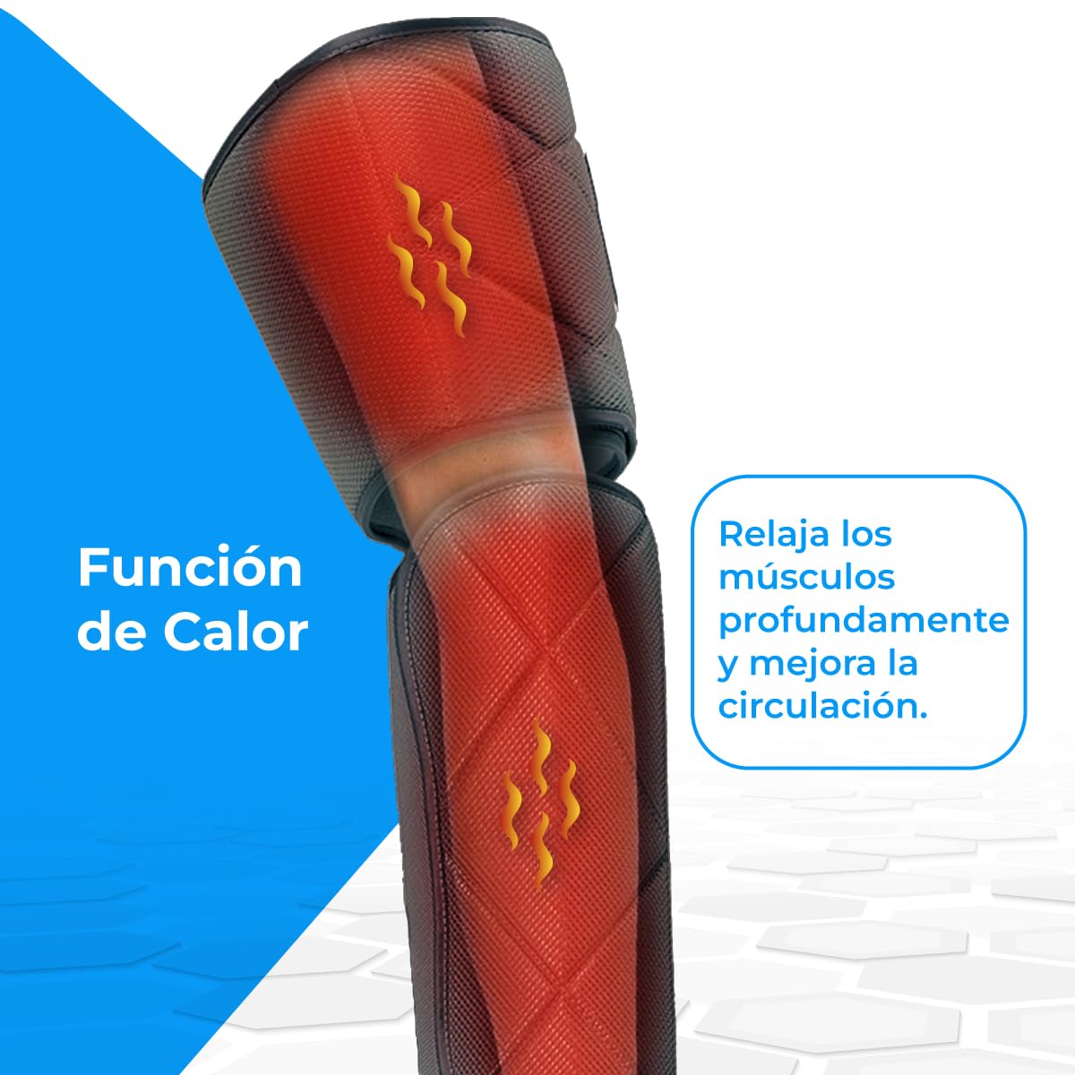 NK Masajeador de piernas, 6 Modos de masajes completos y parciales, 4 Niveles de Intensidad para cada modo, Temporizador con botones, Función Calor, Compresión de aire para relajación muscular