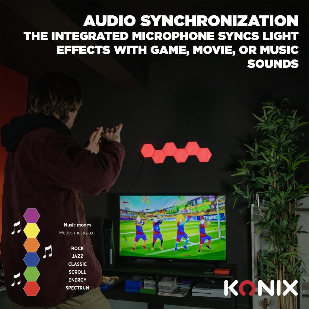 Konix Drakkar Pack de iluminación LED gaming Inferno 13,2 x 15,1 cm - Iluminación RGBIC - Sincronización musical - Compatible con Alexa y Google Home