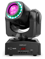 Audibax Boston 30 - Cabeza Móvil para Discoteca Con Anillo LED - Luces DJ - Foco Profesional Móvil - Cuenta Con 1 Luz de 30W y Anillo de Colores - Flash Discoteca