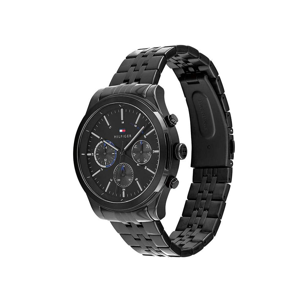 Tommy Hilfiger Reloj Analógico de Cuarzo multifunción para Hombre con Correa en Acero Inoxidable Negro - 1791738
