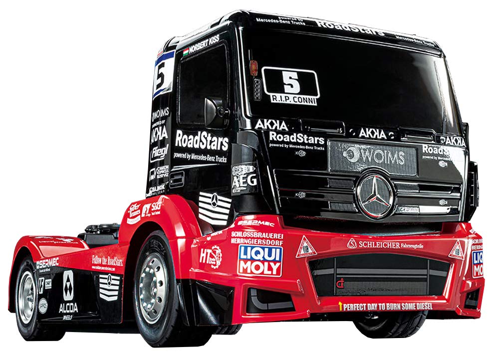 Tamiya 58683 1:14 RC M-B Race Truck Actros MP4 TT-01E Coche/vehículo teledirigido, modelismo, Kit, Hobby, Tinkering, Modelo, Montaje, Rojo/Negro