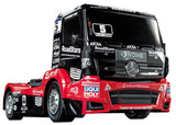Tamiya 58683 1:14 RC M-B Race Truck Actros MP4 TT-01E Coche/vehículo teledirigido, modelismo, Kit, Hobby, Tinkering, Modelo, Montaje, Rojo/Negro