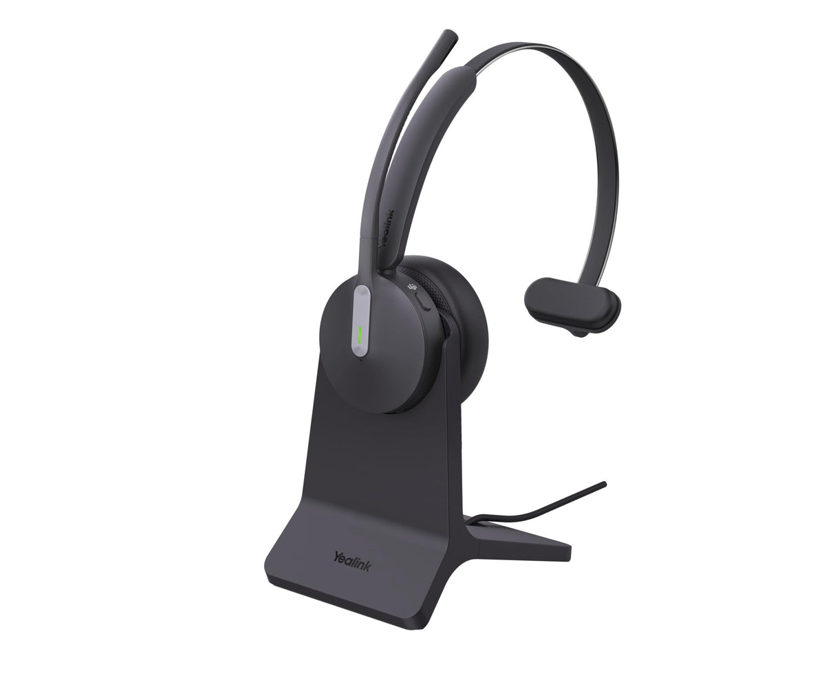Yealink BH 70 Mono Teams - Auriculares con Soporte de Carga, Bluetooth, 3 micrófonos, cancelación de Ruido, 35 h de duración de la batería, USB-C/A