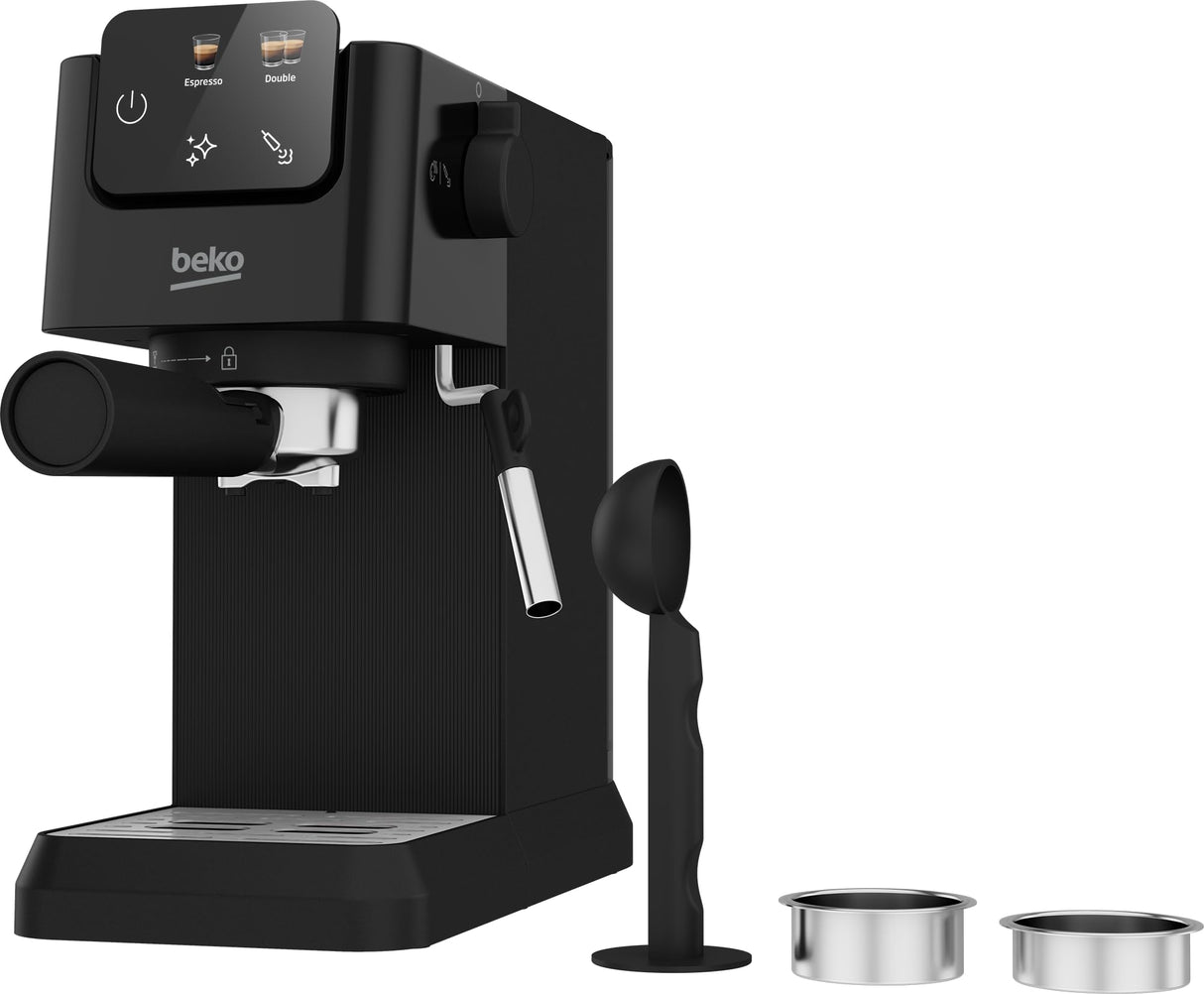 Beko CEP5302B - Cafetera espresso manual, espumador de leche integrado, 1,1 L, 15 bar, negro, 14,5 x 42,5 x 35,5 h