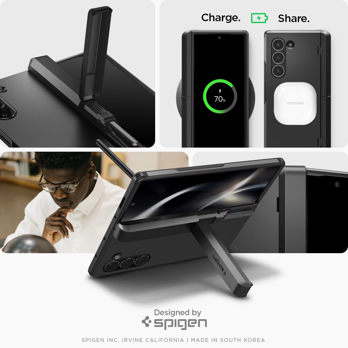 Spigen Funda Tough Armor Pro P Compatible con Samsung Galaxy Z Fold 6 - Negro