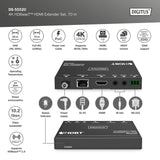 DIGITUS DS-55520 Extensor HDMI (HDBaseT) - UHD 4K/30 Hz - 40 m mediante cable LAN (HDBaseT 70 m) - Conjunto: emisor y receptor - IR infrarrojos, RS232 - HDCP 2.2/1.4 y HDBaseT 1.0