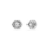 Swarovski Pendientes de botón Idyllia, Tallas mixtas, Copo de nieve, Blancos, Baño de rodio
