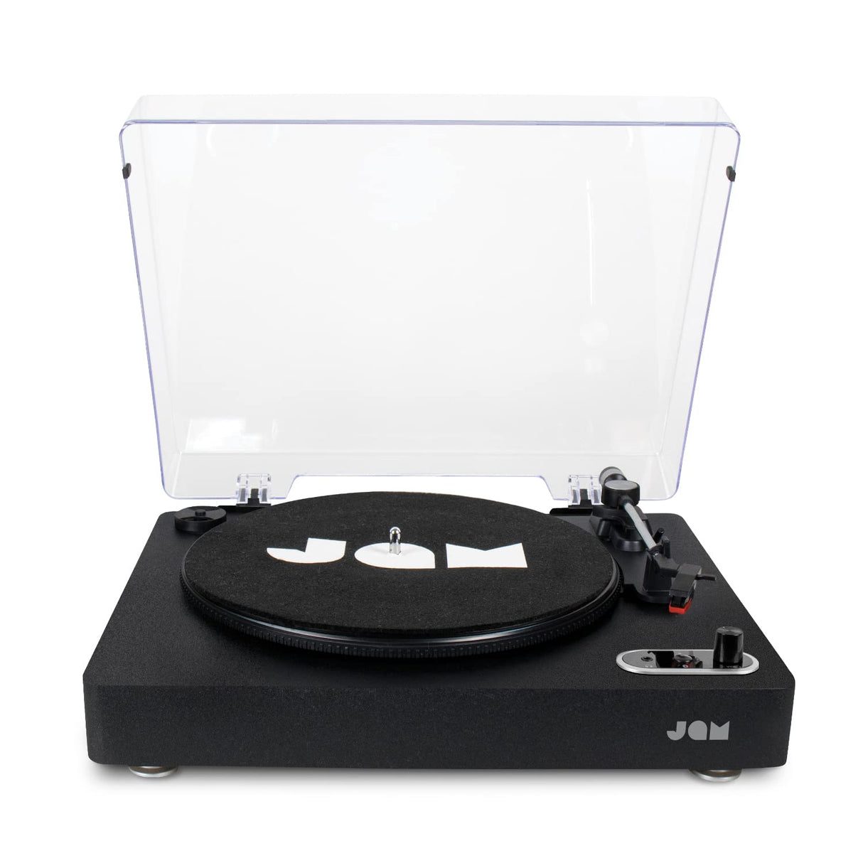 Jam Spun Out Tocadiscos Inalámbrico - Tocadiscos Bluetooth, Reproductor de Vinilo de 3 Velocidades Portátil con Cubierta Protectora, Salida de Auriculares, Aux-In, MP3, Negro