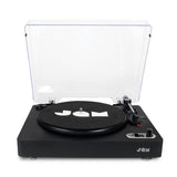 Jam Spun Out Tocadiscos Inalámbrico - Tocadiscos Bluetooth, Reproductor de Vinilo de 3 Velocidades Portátil con Cubierta Protectora, Salida de Auriculares, Aux-In, MP3, Negro