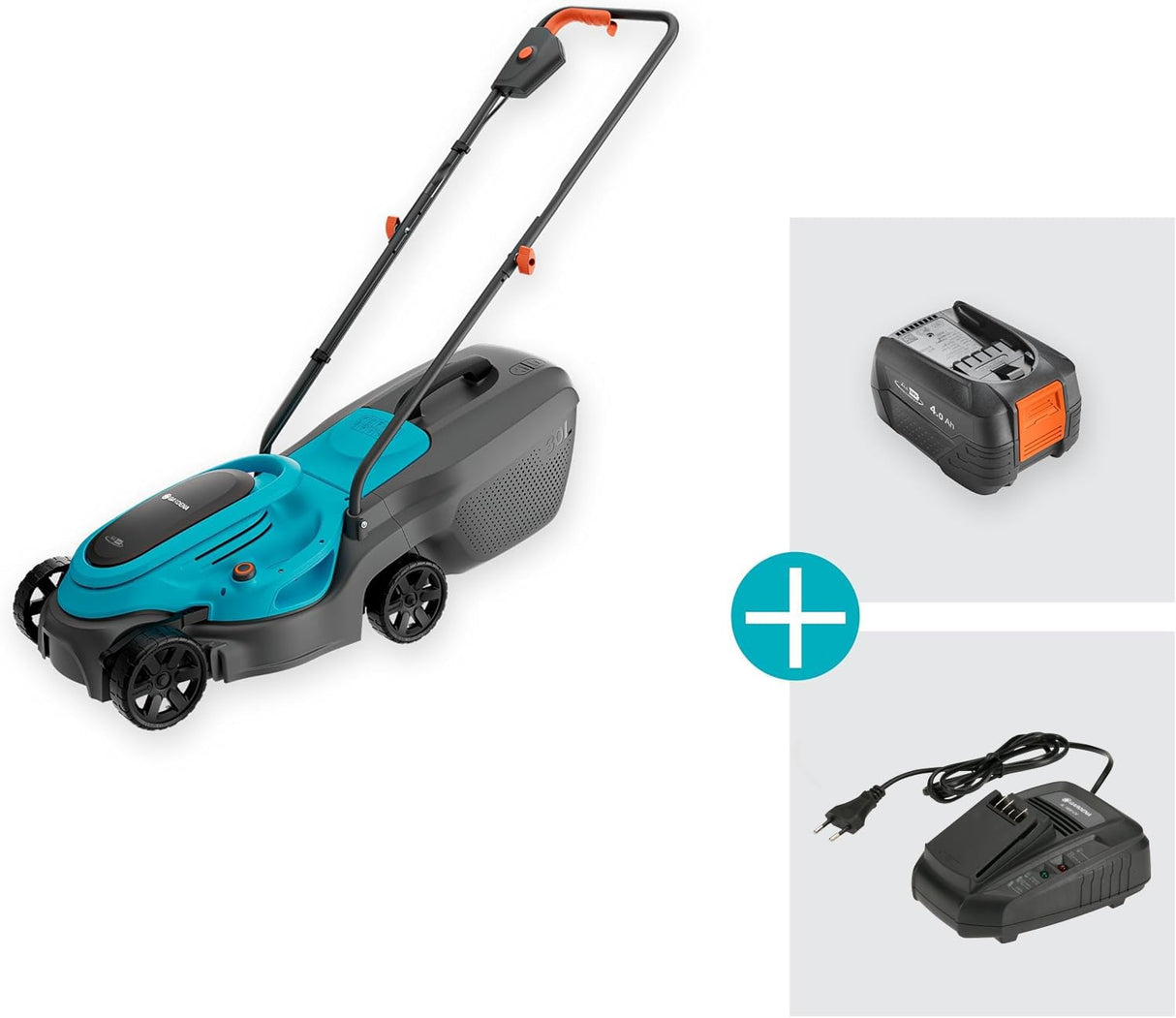 Gardena EasyMax 32/18V Cortacésped de Rendimiento Listo para Usar con batería P4A