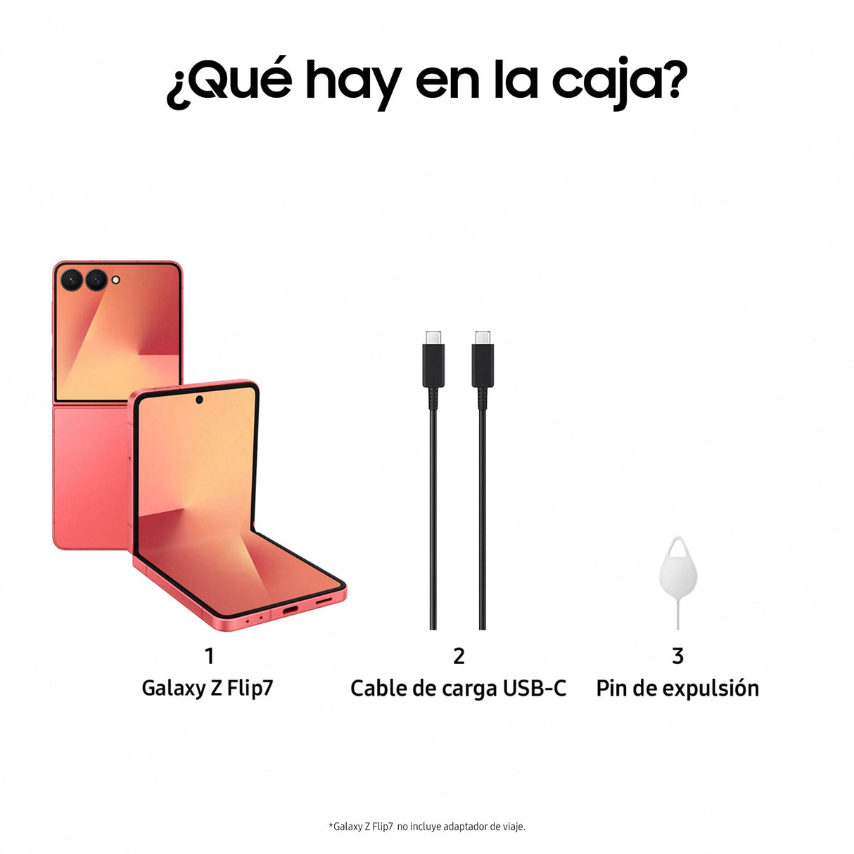 Samsung Galaxy Z Flip7 512GB - Móvil con IA, Diseño Plegable, Pantalla Amplia, Cámara Selfie 50MP, Procesador 3nm, Memoria 12GB, Rojo Coral, Garantía 3 Años + 1 año Extra (Versión Española)