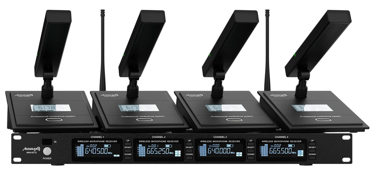 Audibax AWM 404 TD Sistema Inalámbrico Micrófono de Conferencia 4 Canales UHF