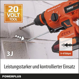 Hammer de Broma inalmbrica 40V 5J SDS -Plus sin escobillas + 5 Accesorios - Dual Power PowDP15680 - Entregado sin batera o Cargador