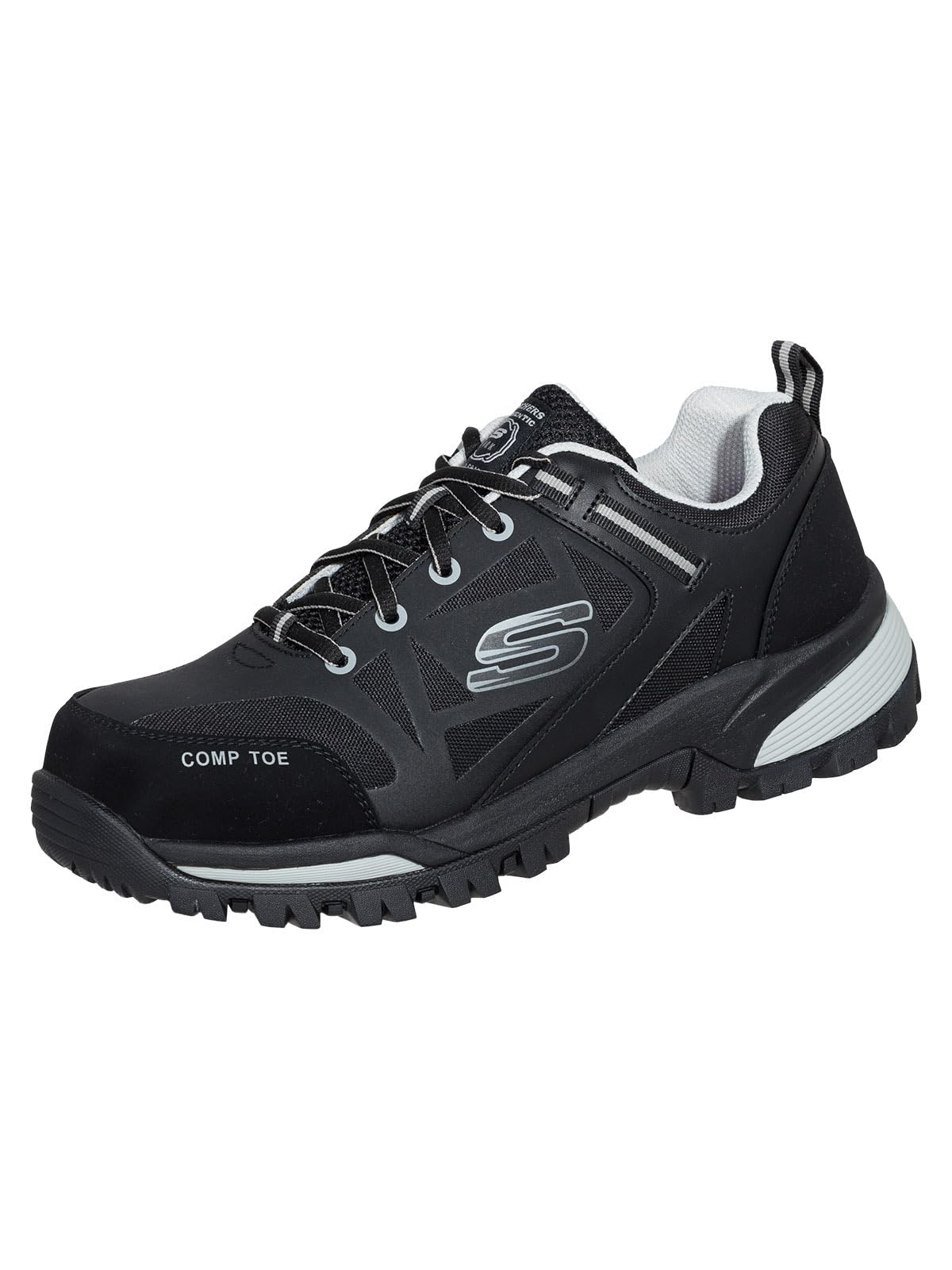 Skechers Gatlon Strigax, Botas de construcción Hombre, Black Gray Leather/Synthetic/Textile, 43 EU