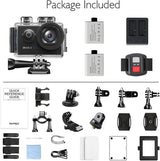 AKASO Brave 6 Plus Cámara Deportiva 4K30FPS WiFi 20MP - Cámara de Accion Pantalla Táctil, Estabilización Electrónica, Cámara Acuatica Sumergible 40M, Control por Voz, 2 Baterías y Kit de Accesorios