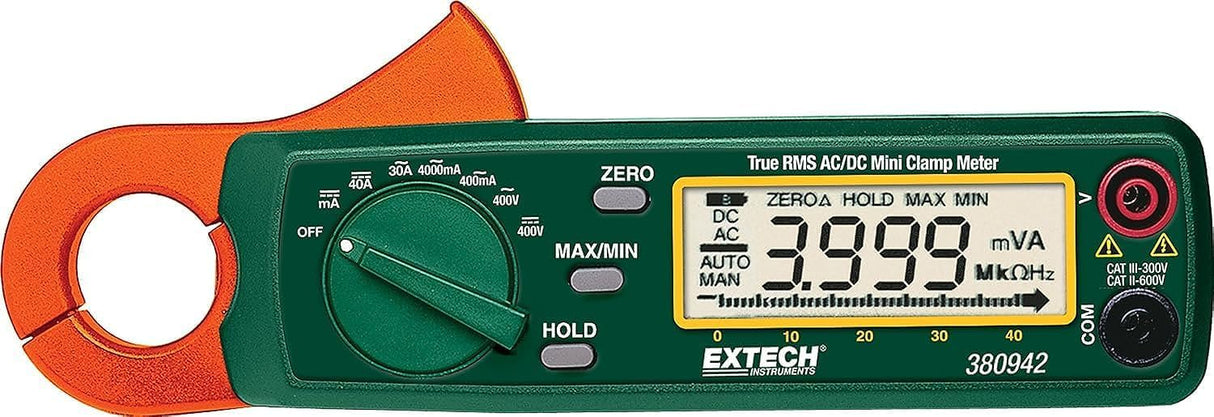 Extech 380942 Medidor de pinza para CA/CC de 30 A con RMS real
