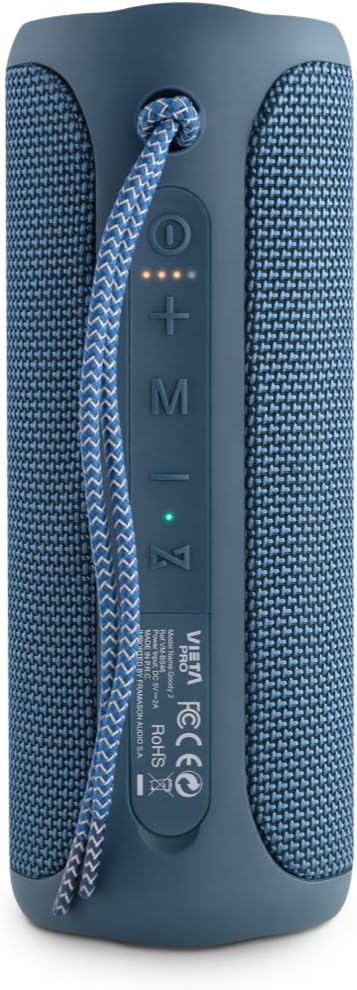 Vieta Pro Altavoz Bluetooth Potente 25W, Radio FM, Resistente al Agua, 12H Batería, Micrófono, Aux-In, USB-C, TWS, Compatible con Alexa | Altavoz Portátil Goody 2. Azul