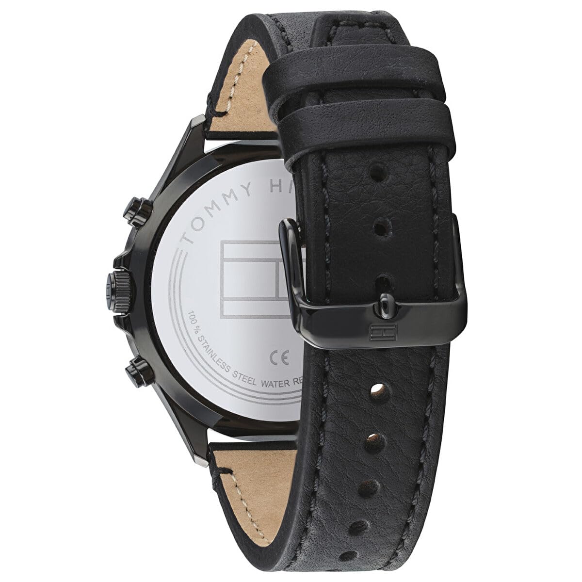 Tommy Hilfiger Reloj Analógico de Cuarzo multifunción para Hombre con Correa en Piel Negro - 1791711