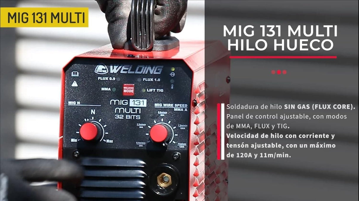 Stayer Equipo de soldadura para Hilo hueco, MIG 131 + Bobina de hilo hueco de 0,45Kg.