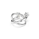 Swarovski Anillo de cóctel Matrix, Perla de cristal, Talla redonda, Blanco, Baño de rodio
